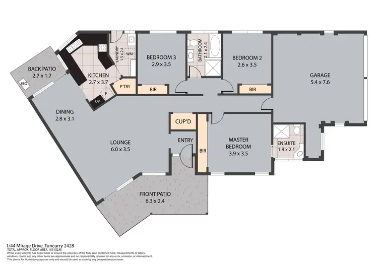 Floorplan of Homely villa listing, 1/44 Mirage Drive, Tuncurry NSW 2428