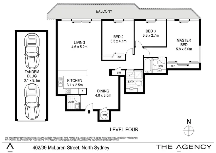 Floorplan of Homely apartment listing, 402/39 McLaren Street, North Sydney NSW 2060
