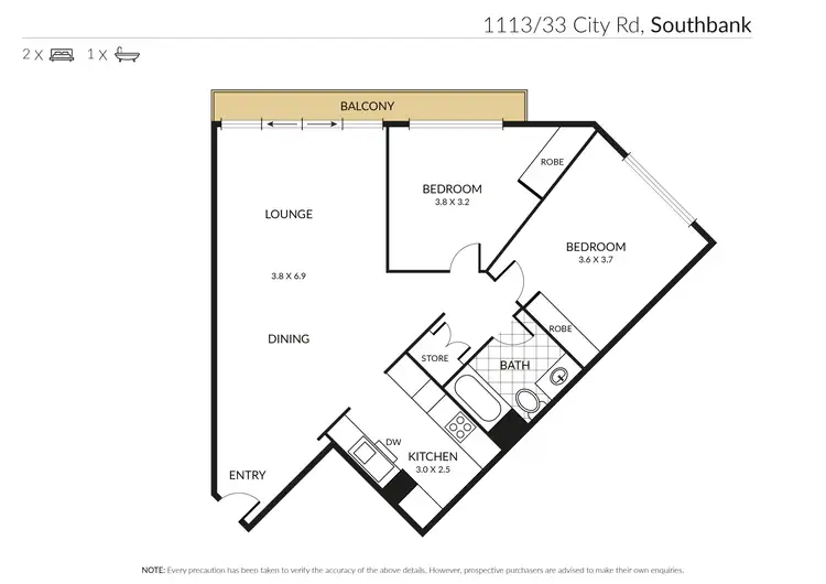 Floorplan of Homely apartment listing, 1113/33 City Road, Southbank VIC 3006