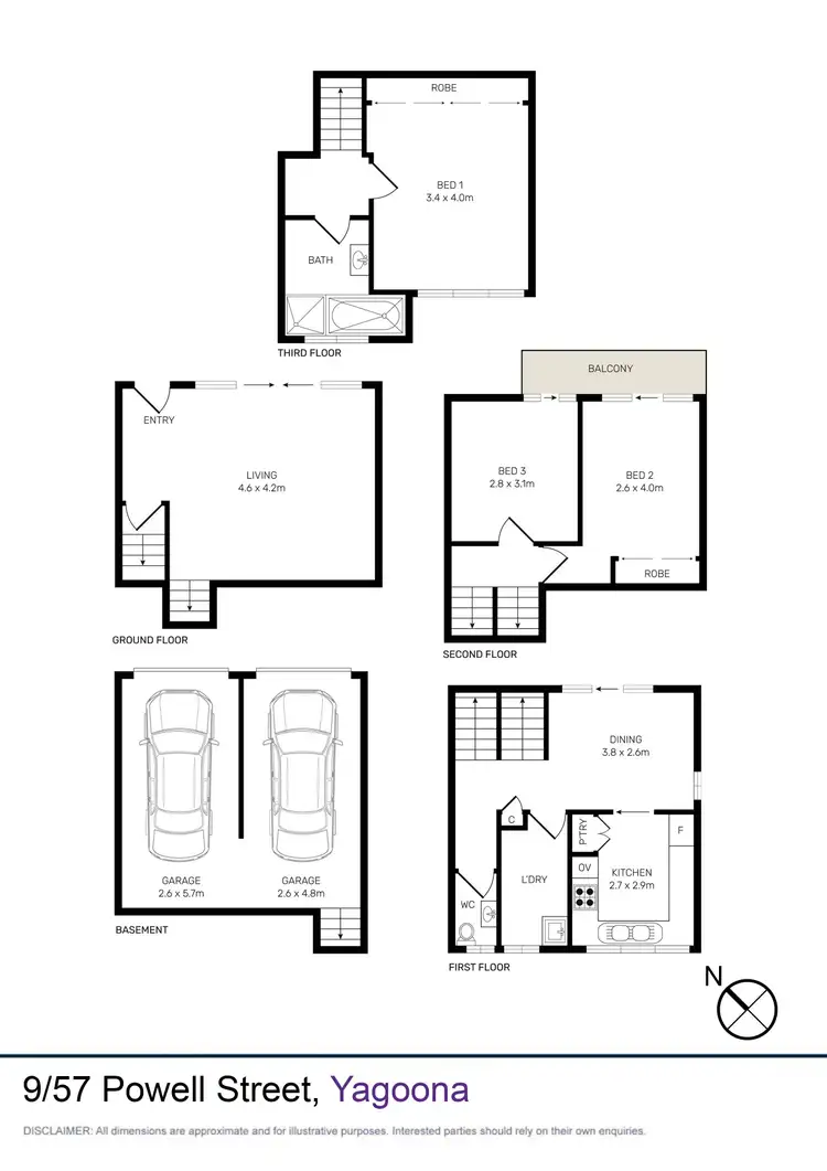 Floorplan of Homely townhouse listing, 9/57 Powell Street, Yagoona NSW 2199