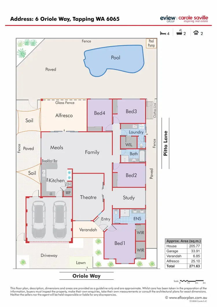 Floorplan of Homely house listing, 6 Oriole Way, Tapping WA 6065