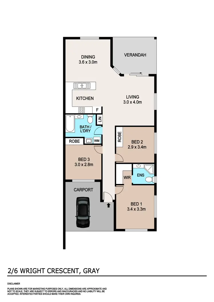 Floorplan of Homely semi-detached listing, 2/6 Wright Crescent, Gray NT 830
