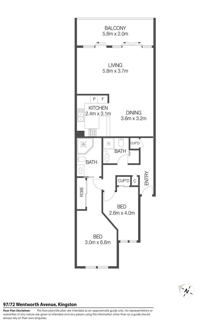 Floorplan of Homely unit listing, 97/72 Wentworth Avenue, Kingston ACT 2604