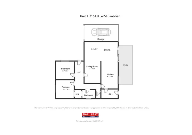 Floorplan of Homely unit listing, 1/316 Lal Lal Street, Canadian VIC 3350