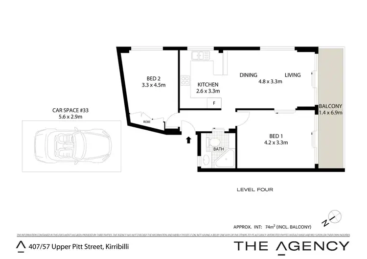 Floorplan of Homely apartment listing, 407/57 Upper Pitt Street, Kirribilli NSW 2061