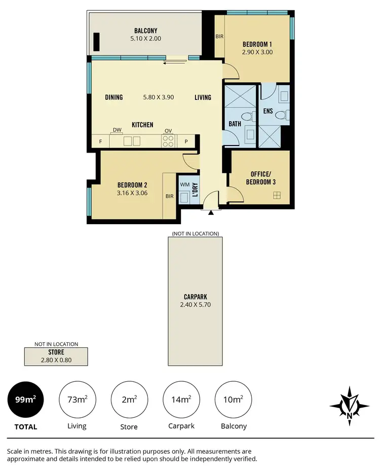 Floorplan of Homely apartment listing, 1905/68 Elizabeth Street, Adelaide SA 5000