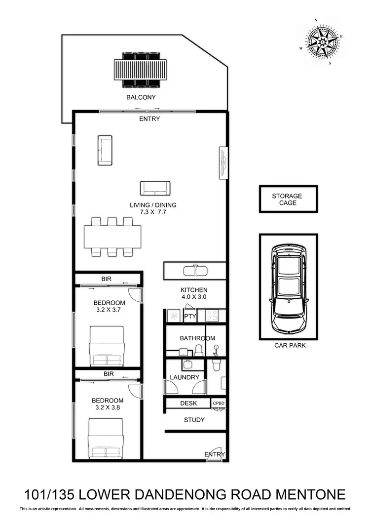 Floorplan of Homely apartment listing, 101/135 Lower Dandenong Road, Mentone VIC 3194