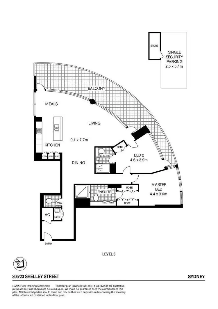 Floorplan of Homely apartment listing, 305/23 Shelley Street, Sydney NSW 2000