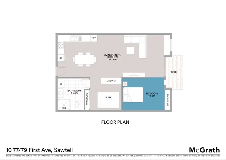 Floorplan of Homely unit listing, 10/77-79 First Avenue, Sawtell NSW 2452