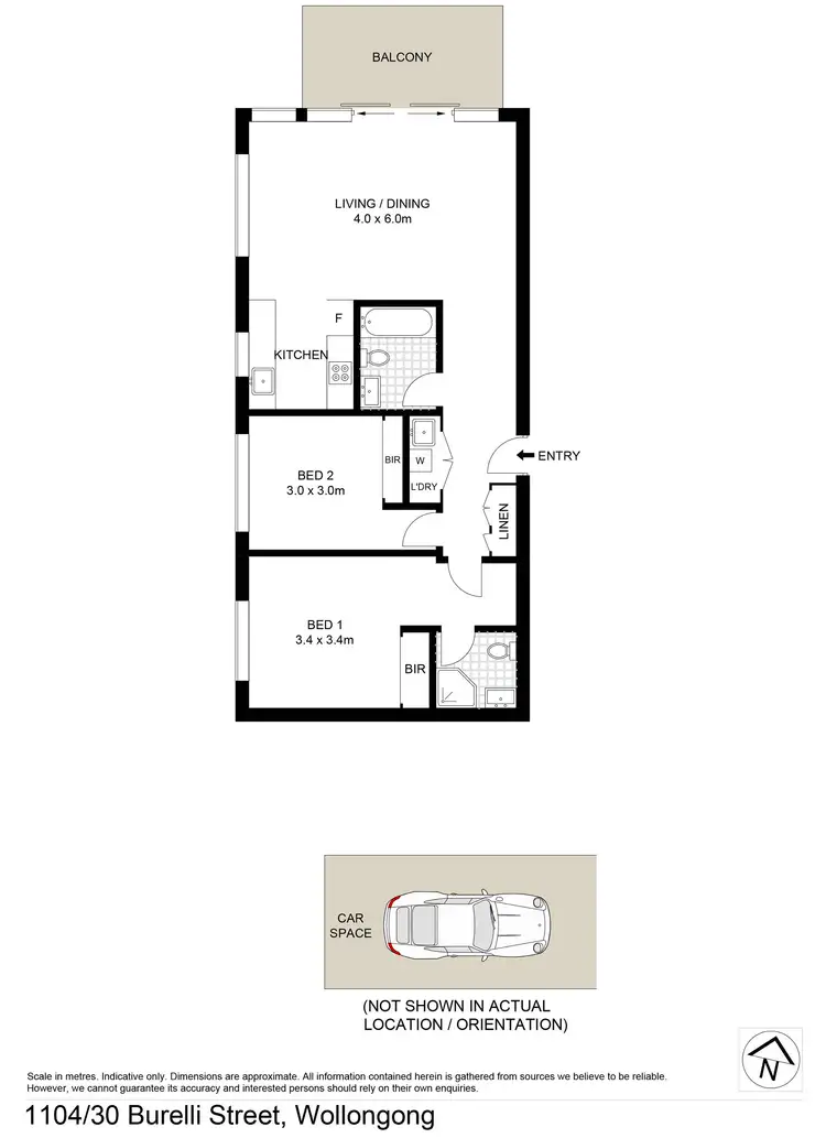 Floorplan of Homely unit listing, 1104/30 Burelli Street, Wollongong NSW 2500