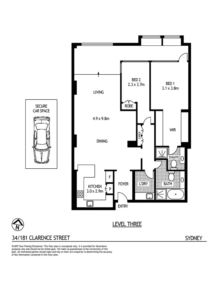 Floorplan of Homely apartment listing, 34/177-181 Clarence Street, Sydney NSW 2000