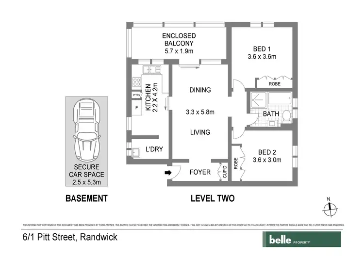Floorplan of Homely apartment listing, 6/1 Pitt Street, Randwick NSW 2031