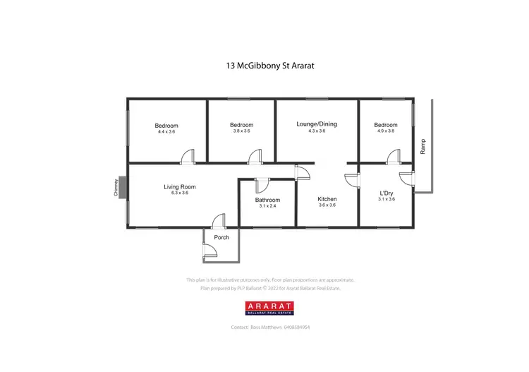 Floorplan of Homely house listing, 13 Mcgibbony Street, Ararat VIC 3377
