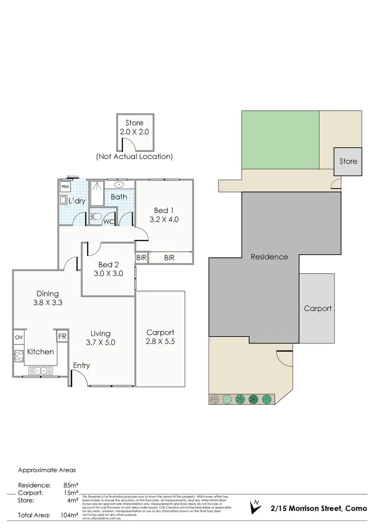 Floorplan of Homely villa listing, 2/15 Morrison Street, Como WA 6152