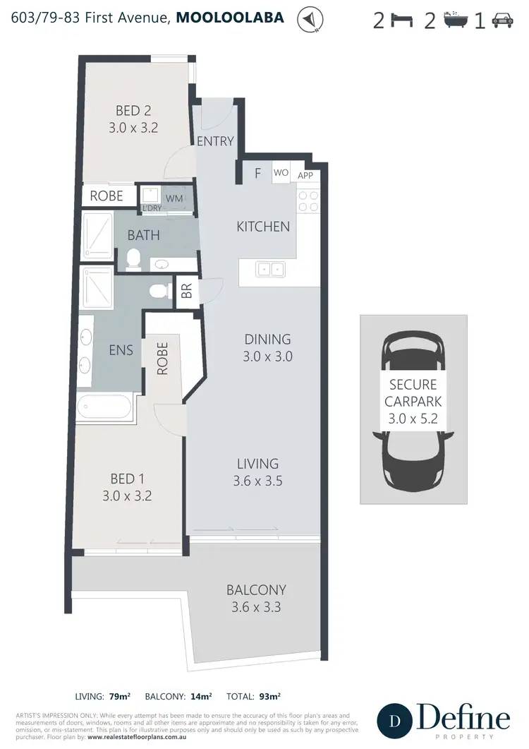 Floorplan of Homely apartment listing, 603/79-83 First Avenue, Mooloolaba QLD 4557