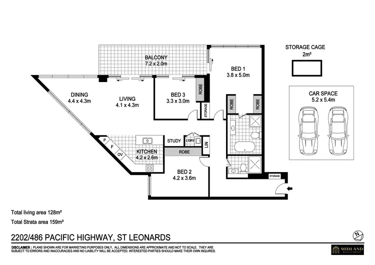 Floorplan of Homely unit listing, 2202/486 Pacific Highway, St Leonards NSW 2065