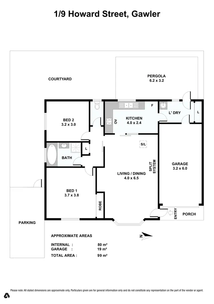 Floorplan of Homely unit listing, 1/9 Howard Street, Gawler SA 5118