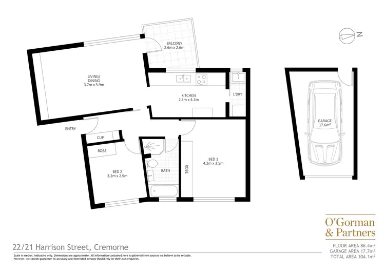 Floorplan of Homely apartment listing, 22/21 Harrison Street, Cremorne NSW 2090