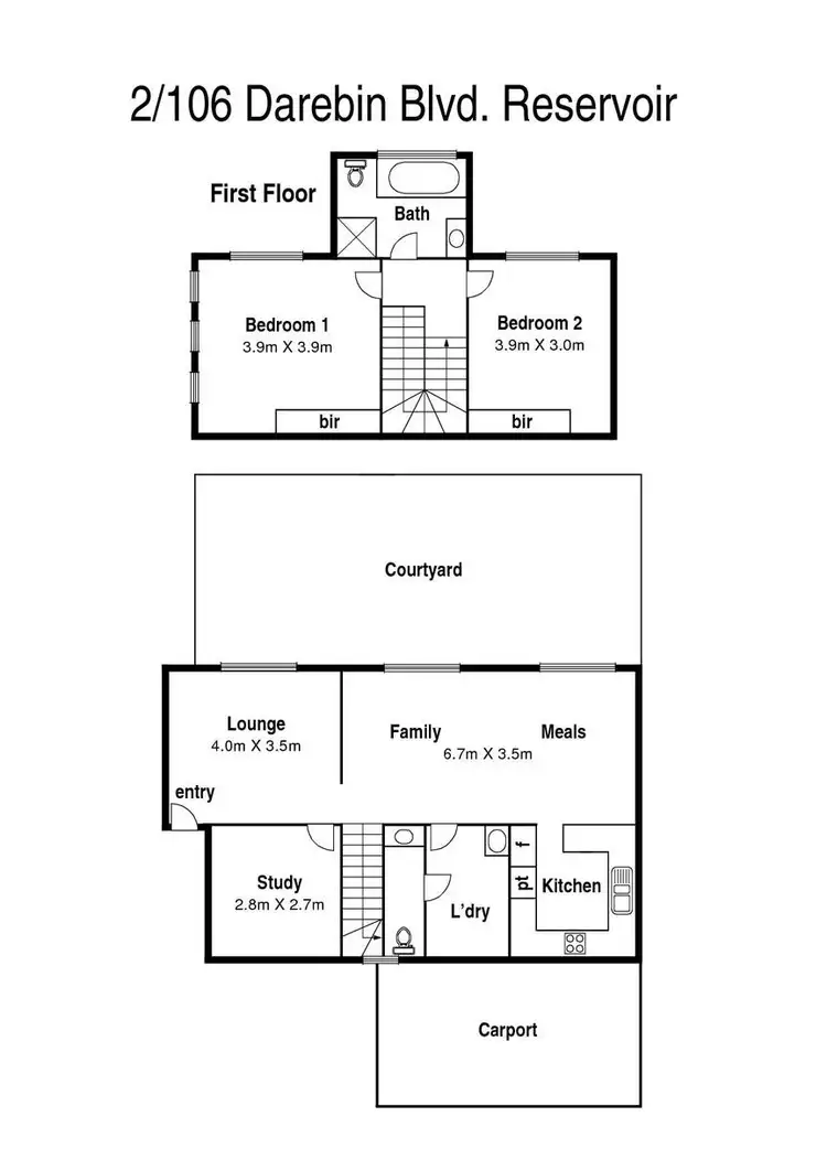 Floorplan of Homely townhouse listing, 2/106 Darebin Boulevard, Reservoir VIC 3073