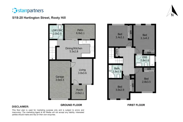Floorplan of Homely townhouse listing, 5/18-20 Hartington Street, Rooty Hill NSW 2766