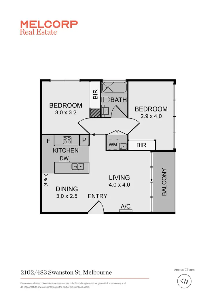 Floorplan of Homely apartment listing, 2102/483 Swanston Street, Melbourne VIC 3000