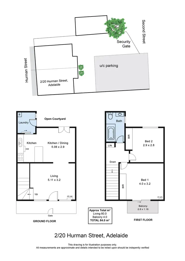 Floorplan of Homely townhouse listing, 2/20 Hurman Street, Adelaide SA 5000