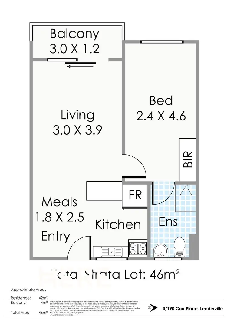 Floorplan of Homely unit listing, 4/190 Carr Place, Leederville WA 6007