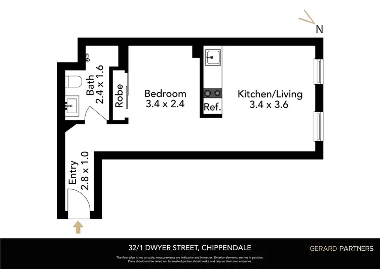 Floorplan of Homely studio listing, 32/1 Dwyer Street, Chippendale NSW 2008