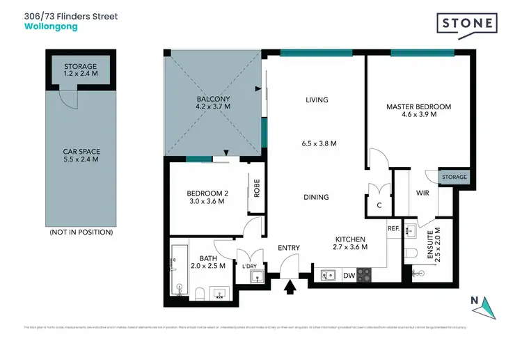 Floorplan of Homely apartment listing, 306/73 Flinders Street, Wollongong NSW 2500