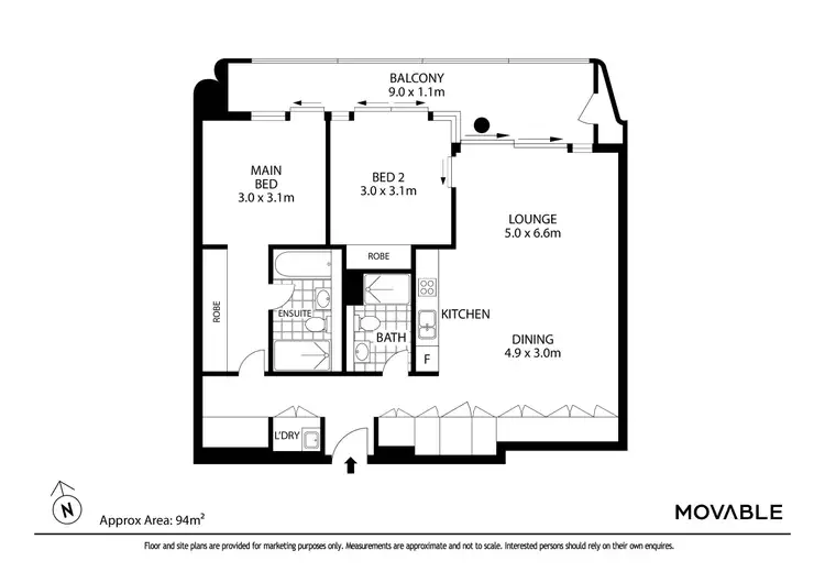 Floorplan of Homely apartment listing, 501/169 Hunter Street, Newcastle NSW 2300