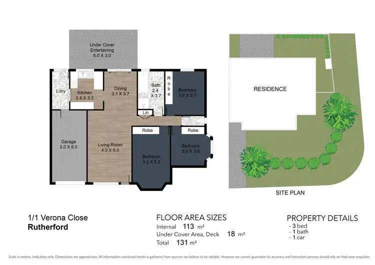 Floorplan of Homely villa listing, 1/1 Verona Close, Rutherford NSW 2320