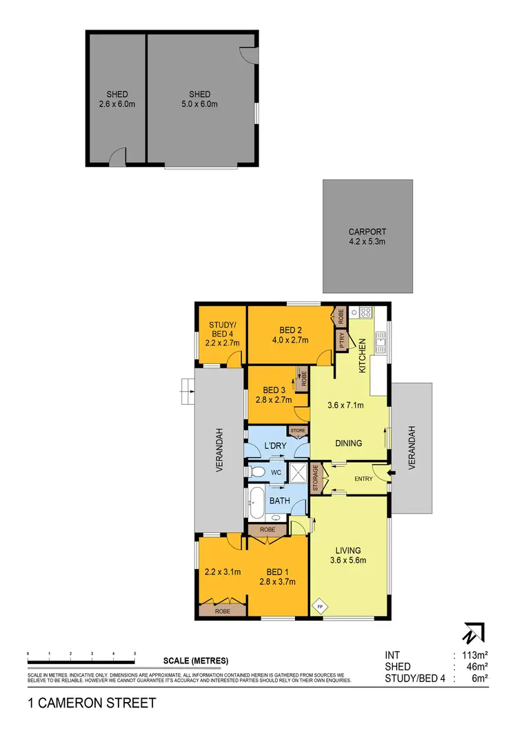 Floorplan of Homely rural property listing, 1 Cameron Street, Carisbrook VIC 3464