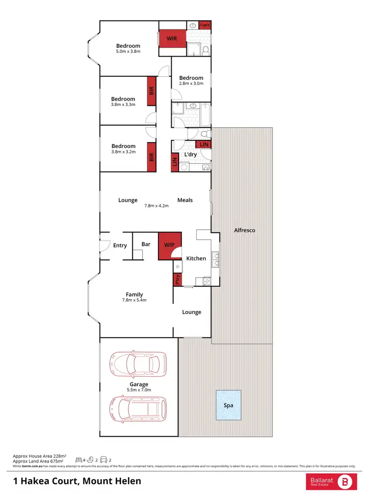Floorplan of Homely house listing, 1 Hakea Court, Mount Helen VIC 3350