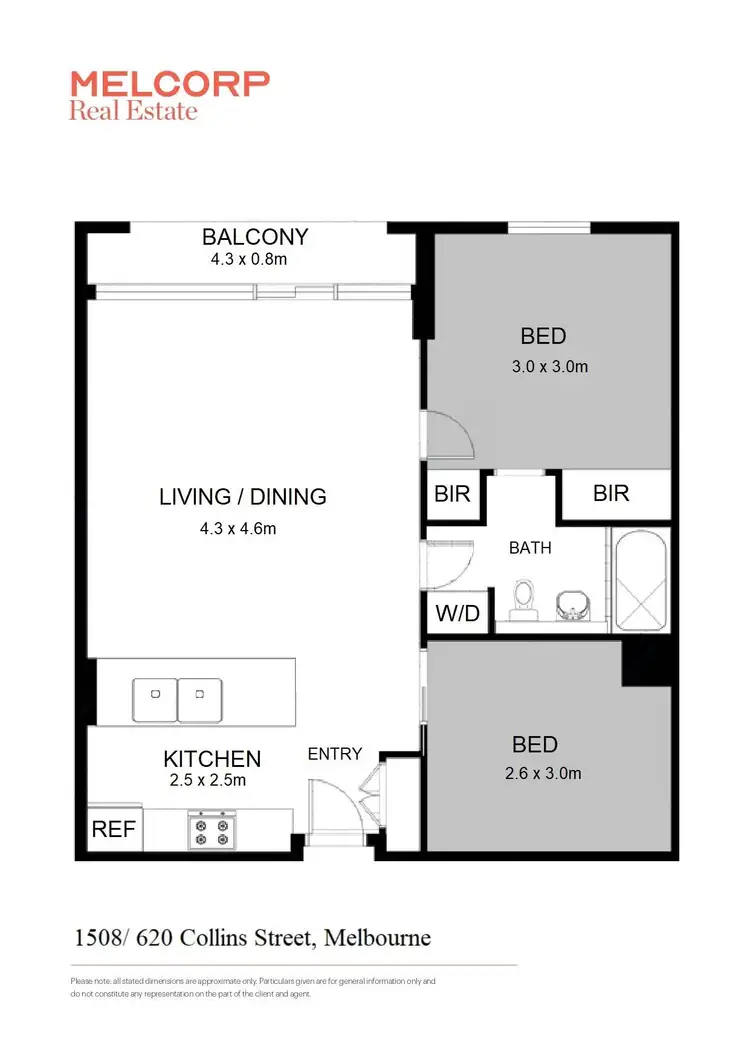 Floorplan of Homely apartment listing, 1508/620 Collins Street, Melbourne VIC 3000