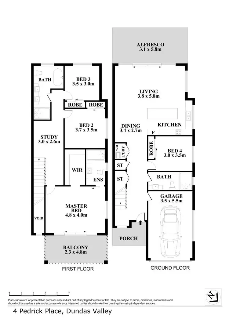 Floorplan of Homely semi-detached listing, 4 Pedrick Place, Dundas Valley NSW 2117