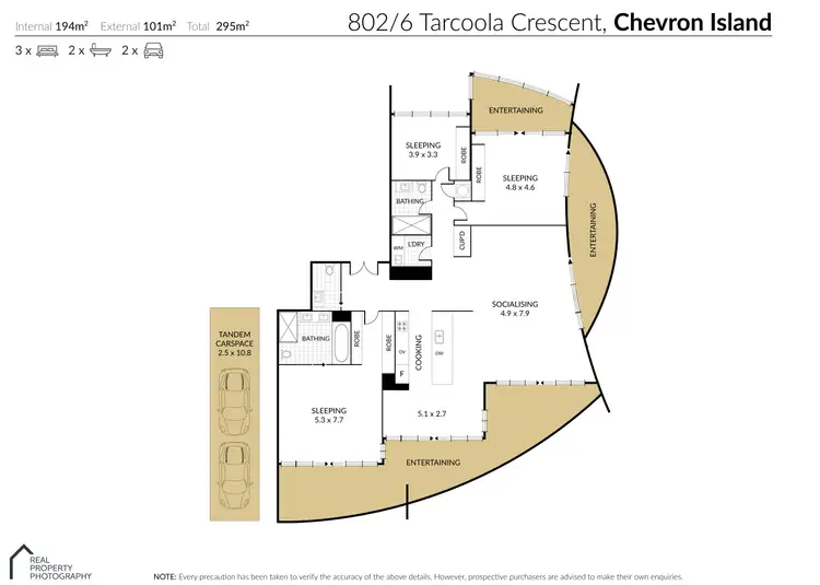 Floorplan of Homely apartment listing, 802/6 Tarcoola Crescent, Surfers Paradise QLD 4217