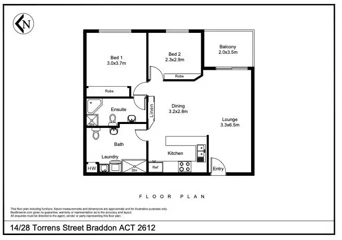 Floorplan of Homely apartment listing, 14/28 Torrens Street, Braddon ACT 2612