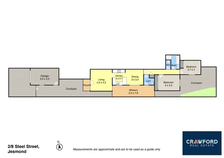 Floorplan of Homely semi-detached listing, 2/8 Steel Street, Jesmond NSW 2299