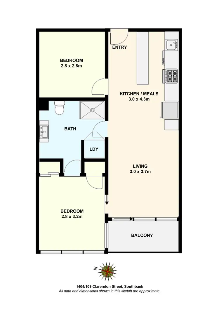 Floorplan of Homely apartment listing, Level 14/1404/109-117 Clarendon Street, Southbank VIC 3006