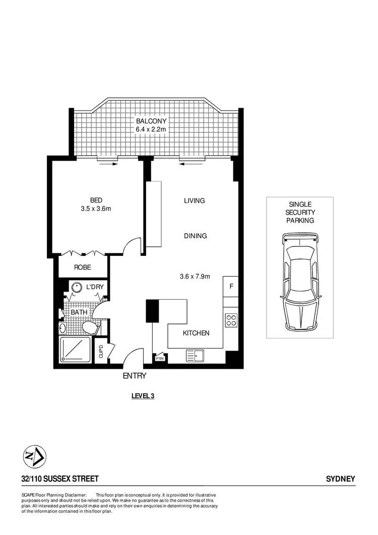 Floorplan of Homely apartment listing, 32/110 Sussex Street, Sydney NSW 2000