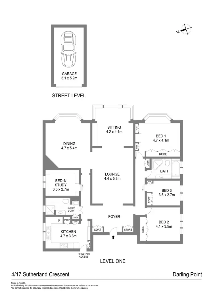 Floorplan of Homely unit listing, 4/17 Sutherland Crescent, Darling Point NSW 2027