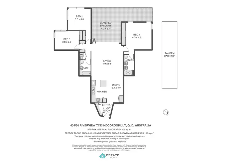 Floorplan of Homely apartment listing, Level 4/404/30 Riverview Terrace, Indooroopilly QLD 4068