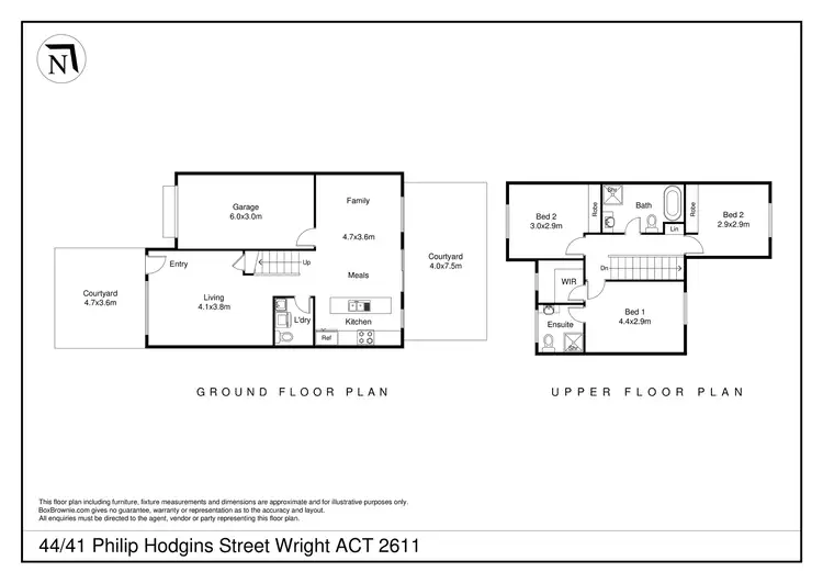 Floorplan of Homely townhouse listing, 44/41 Phillip Hodgins Street, Wright ACT 2611