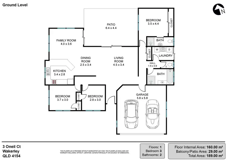 Floorplan of Homely house listing, 3 O'Neil Court, Wakerley QLD 4154