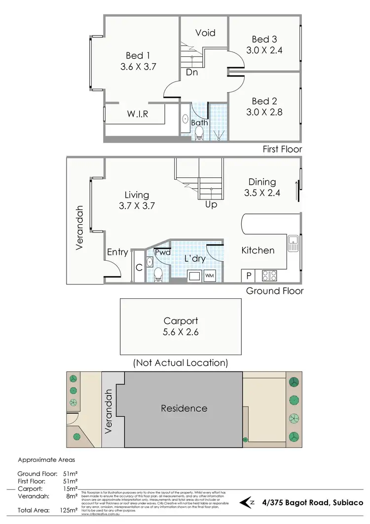 Floorplan of Homely townhouse listing, 4/375 Bagot Road, Subiaco WA 6008