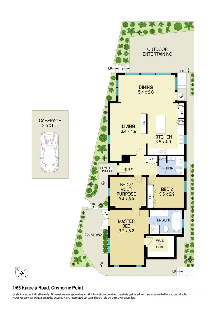 Floorplan of Homely semi-detached listing, 1/65 Kareela Road, Cremorne Point NSW 2090