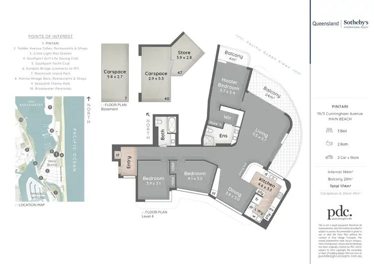 Floorplan of Homely apartment listing, 19/3 Cunningham Avenue, Main Beach QLD 4217