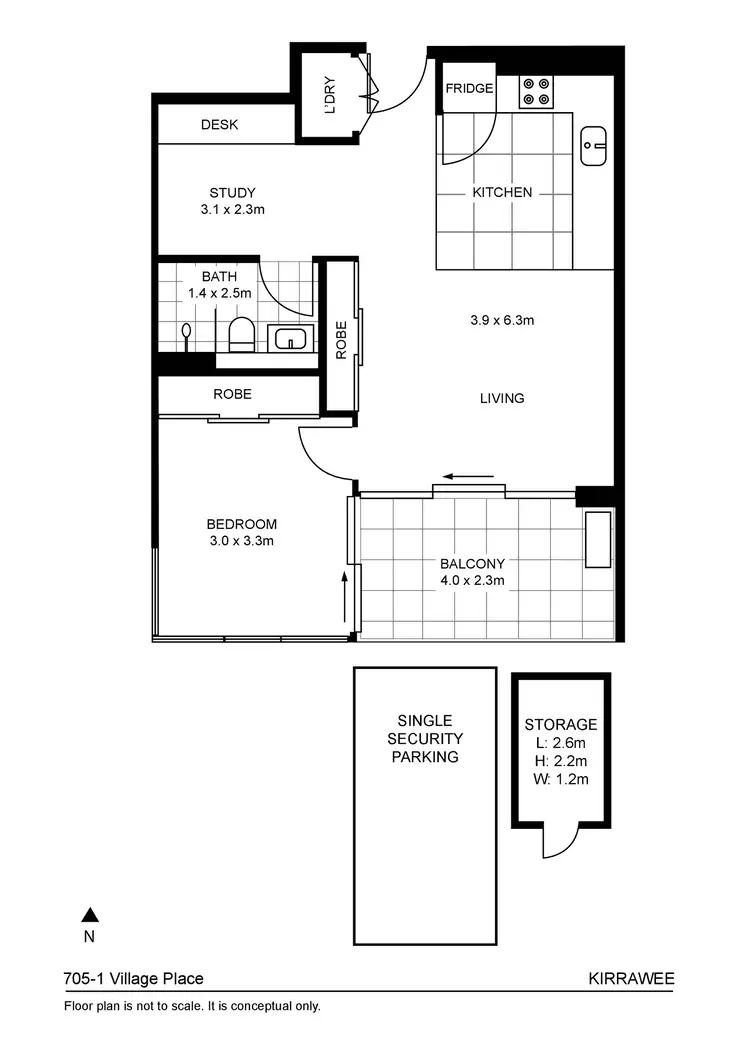 Floorplan of Homely apartment listing, 705/1 Village Place, Kirrawee NSW 2232