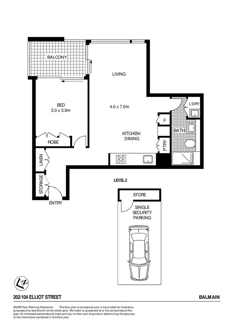 Floorplan of Homely apartment listing, 202/104 Elliott Street, Balmain NSW 2041