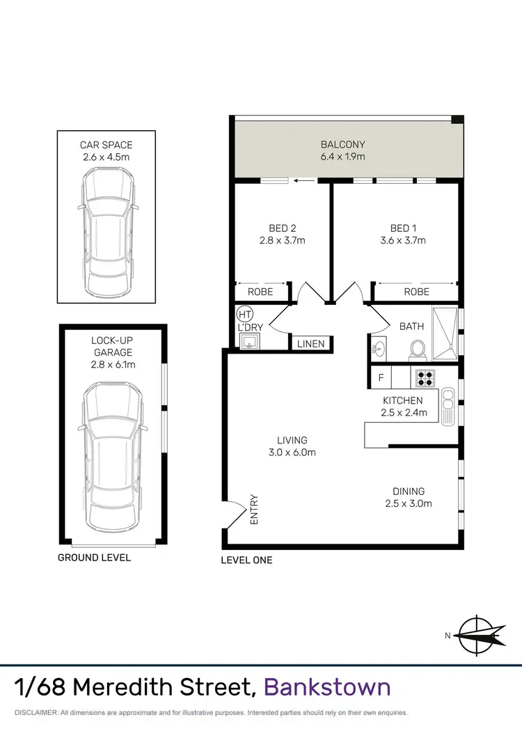 Floorplan of Homely unit listing, 1/68 Meredith Street, Bankstown NSW 2200